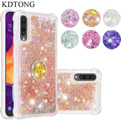 Phone Case sFor Samsung Galaxy A30S A50S Case Glitter Liquid Transparent With Ring Soft Silicone Cover For Galaxy A50 A70 Case