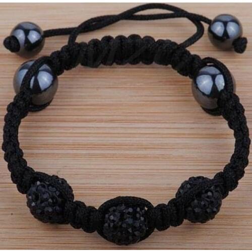 Black 10mm 3x Disco Ball Bead crystal Bracelet Free Shipping ER4RFV Magnetic Handmade crystal Bracelets Jewelry