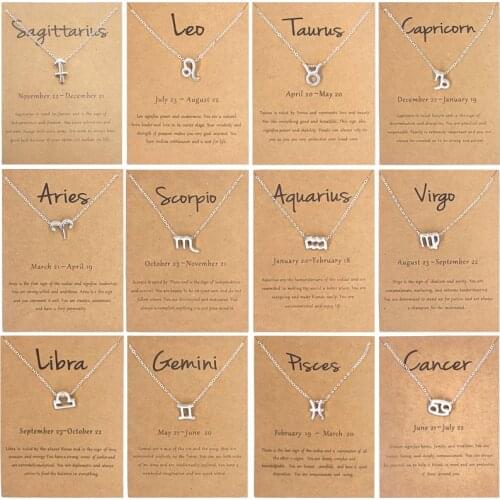 Fashion Women Twelve Constellations 12 Zodiac signs Gold Necklace Pendant Choker Collar Chain jewlery choker necklace