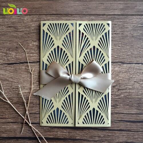 Flower lace laser cut invitations square muslim wedding invitation card with free logo