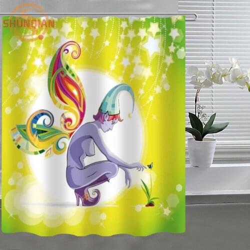 Cartoon Wizard spirit Shower Curtain Eco-friendly Modern Fabric polyester Custom Shower curtain Home Decor H331O64CQ