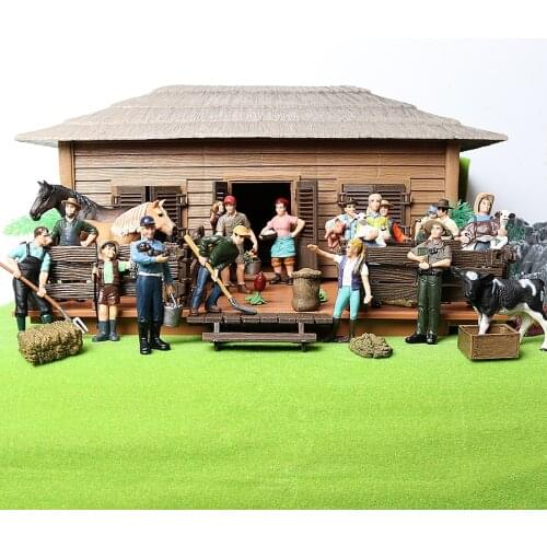 17PCS Assorted Simulation Farmer people Model Action Figures PVC Doll Farm Staff Figures Playsets Educational Toys for kids