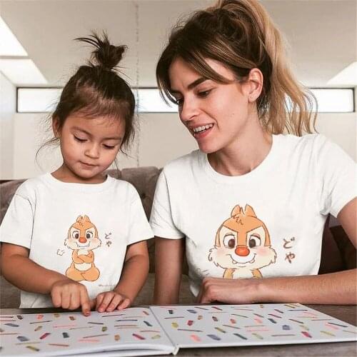 Chip And Dale Printed Cartoon T Shirts Family Matching Outfits Baby Kids Father Mother Unisex Tee Shirt Family Look Outfits