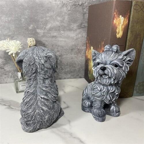 Simulation Stone Pet Dog Garden Statue Animal Resin Crafts Outdoor Garden Home Desktop Puppy Decoration Decoration