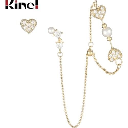 Kinel Ins Hot Fashion Boho Tassel CZ Stone Earring for Women 14K Real Gold Full Zircon Stud Earring Eardrop Handmade Jewelry