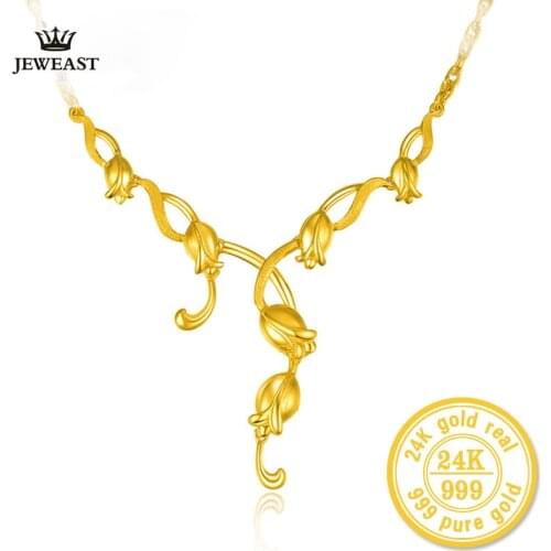 XXX 24k Pure Gold Necklaces Flowers Sets of Chains Elegant and Beautiful Graceful and Technology Skills Hot Selling999Solid Gold