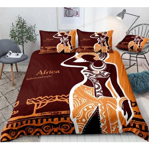 Fanaijia 3D Bedding Set King Size Flwoer Duvet Cover Set with Pillowcase Bedroom Queen Full Comforter Set African Woman