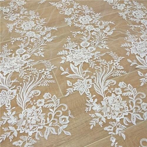 Leaf Flower Lace Fabric With Sequins For Wedding Dress, Ball Gown, Girl Skirt, Evening Dress 51" Wide By The Yard