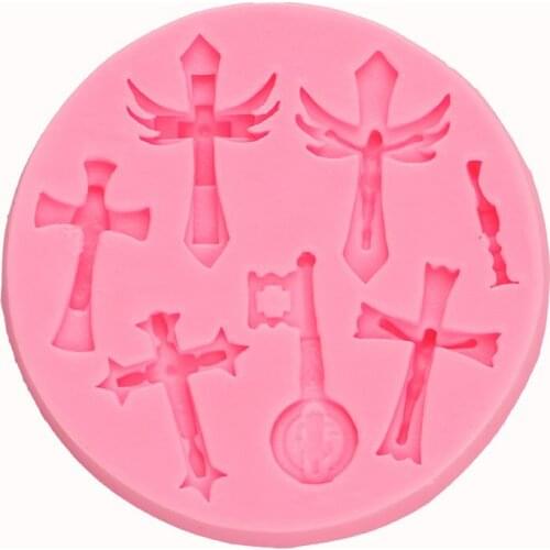 Crosses And Key Fondant Lace Chocolate Molds Silicone Candle Cupcake Cake Decorating Tools Sugar Craft Molds