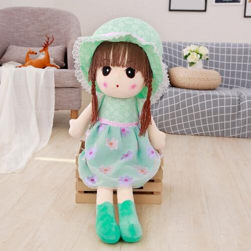70/95cm big size Kawaii Plush Dress Girls Dolls Stuffed Lovely Girl Doll Toys Soft Humanoid Dolls Kids Gifts
