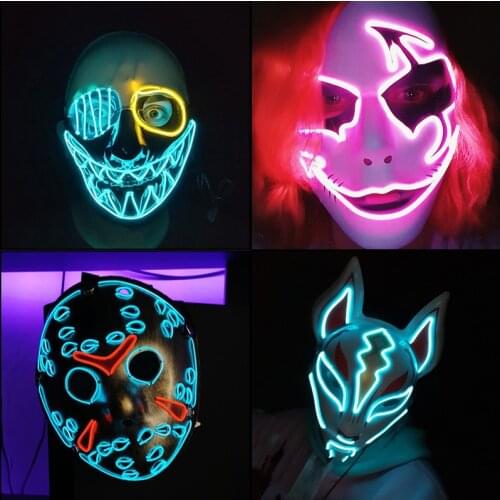 Fashion Movie Cosplay Mask Light up LED Mask Halloween Party Masque Masquerade Masks Halloween Horror Mask Drop Ship