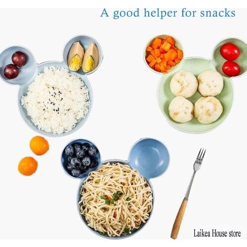 Cartoon Children Straw Dinner Plate Tableware Split Kids Dinner Plate Cute Creative Household Tableware Baby Plate Breakfast