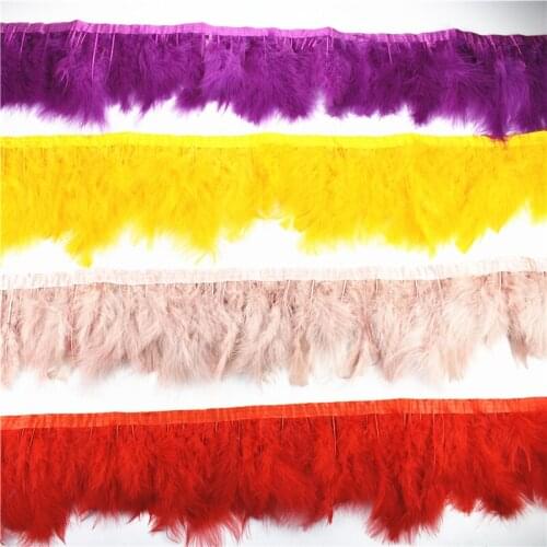 2Meters Natural Fluffy Marabou Feather Trims Fringe 6-8inch Turkey Feathers on Tape for Crafts Dress Ribbon Boa Party Decoration