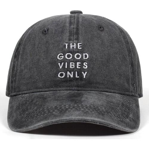 VORON 2019 new Washed Cotton THE GOOD VIBES ONLY Adjustable Solid Baseball Cap Unisex Couple Cap Fashion Dad Hat Snapback Cap