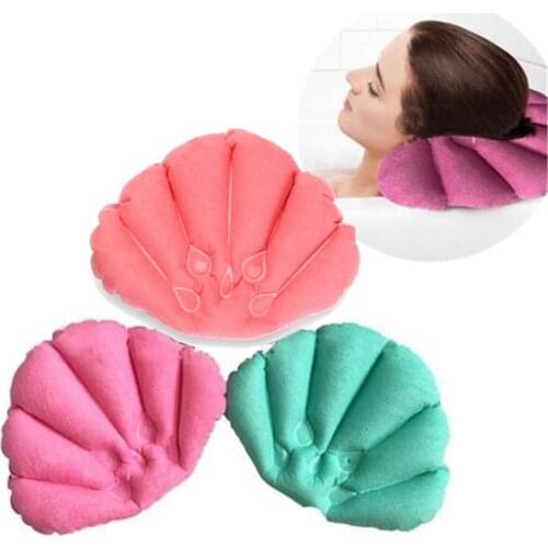 New Bathroom Products Home Spa Inflatable Bath Pillow Cups Shell Shaped Neck Bathtub Cushion Random Color Bathroom Accessories
