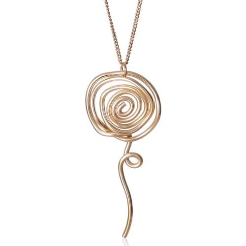 Alloy Pendant Necklace Gold Spiral Shape Personality Trend Gold Atmosphere Womens Birthday Party Party Gift For Friend