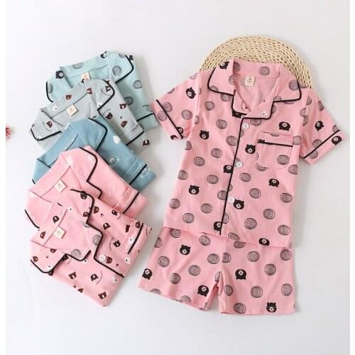 Girls pajamas sets kids boys home suits summer cotton comfortable nightwear fashion indoor clothes child pyjamas high quality