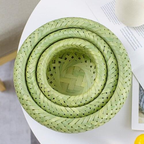 Handmade Birds Nest Three-piece Bamboo Weaving Bamboo Green Bamboo Basket Round Home Bamboo Weaving