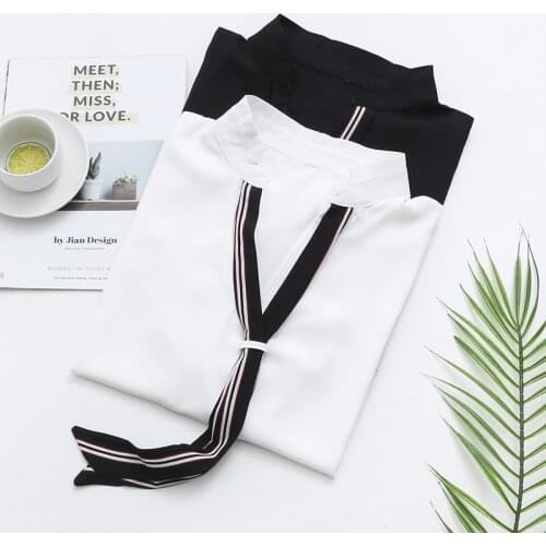 Plus Size XXXXL Women Shirts Business Dignity Short Sleeve V-Neck Chic Chiffon Fashion Top Popular New Blouse Women Shirts