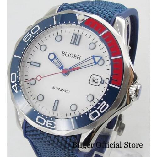 Luxury Simple 41mm Automatic Mens Watch Date Window Rubber Strap MIYOTA 8215 Movement Luminous Hands