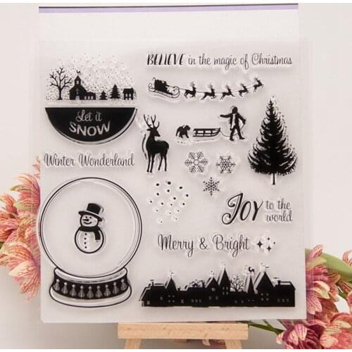 Christmas rubber clear stamps scrapbooking decorative seal stamping design of crystal ball snowflake deer hobby craft cut dies