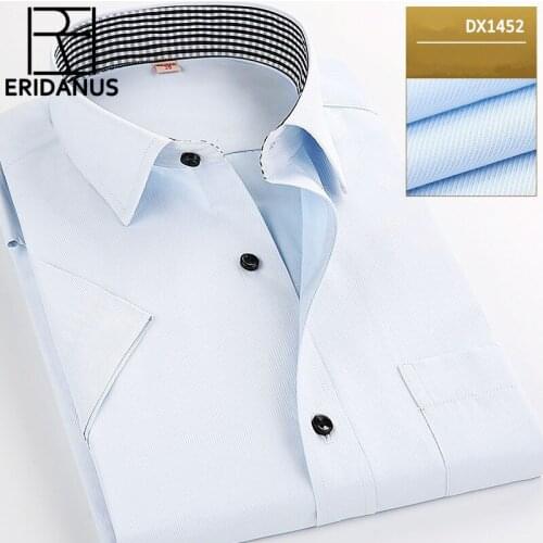 Newest 2017 Twill short Sleeve Business Solid Mens Shirts Summer Fashion High Quality Cotton Casual Mens Shirt M509