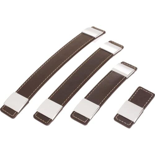 1pc Leather Door Furniture Handles Cupboard Pull Knob Kitchen Cabinet Knobs Handles Furniture Single Hole/96/160/192mm