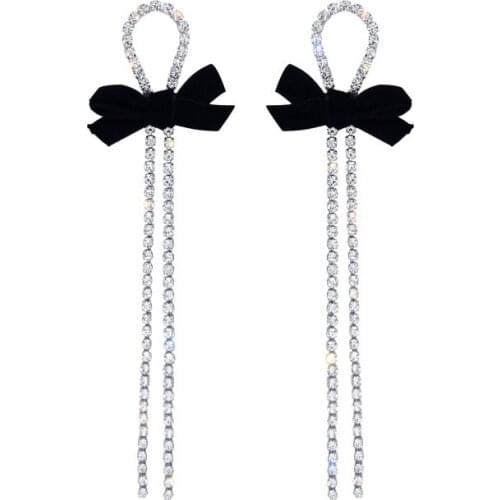 Korean New Personality Long Earrings With Lace Bows Tassels Elegant Fashion For Women Earrings