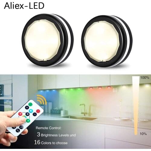 LED 16 Color Dimming Night Light with Remote Wireless Rechargeable Under Cabinet Lamp for Kitchen Wardrobe Corridor Lighting