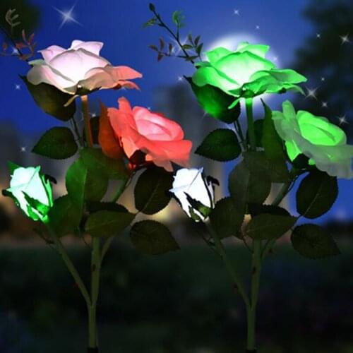 LED Solar Garden Light Color Flickering 3LED ROSE Lawn Lamp Waterproof Solar Light/Lamp Outdoor For Garden Decoration Lighting