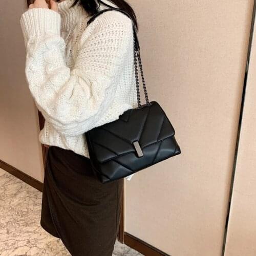 Mall Chain Brand Designer PU Leather Crossbody Bags For Women 2021 Simple Shoulder Bag Lady Luxury Small Handbags