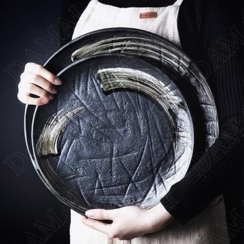 Creativity Ceramic Plate Painted Decorative Fruit Salad Dish Round Shape Restaurant Serving Tray European Kitchen Tableware