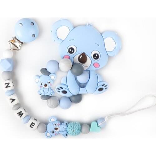 TYRY.HU Pacifier Clip Personalized Name for Babies Custom Made Silicone Pacifier Clip with Cute Elephant Head Soother Chains