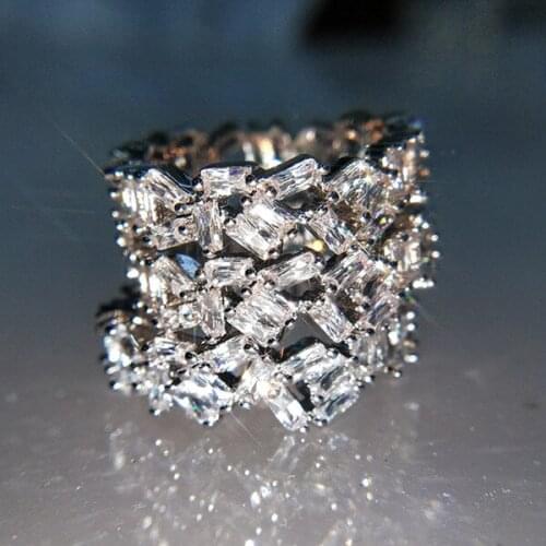 Baguette Ring Simulated diamond cz 925 sterling silver Engagement Wedding band Rings for Women Bridal Party Fine Jewelry Gift