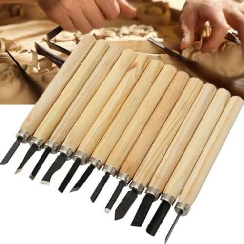 12pcs Professional Multi Purpose Wood Carving Chisel Knife Hand Tool Set Basic Detailed Carving Woodworkers Gouges Carving Tools