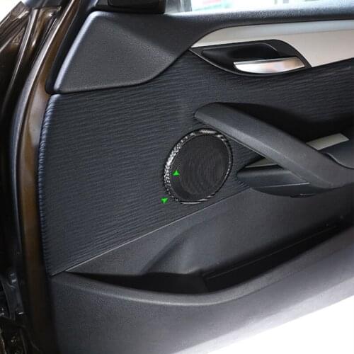 2pcs Carbon Fiber Door Speaker Ring Loudspeaker Sticker Trim For BMW 3 Series E90 2005 2006 2007 2008 2009 2010 2011 2012 X1 E84