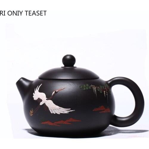 200ml Boutique Yixing Purple Clay Teapots Raw Ore Black Mud Xishi Tea Pot Zisha Filter Beauty Kettle Home Tea Set Accessories