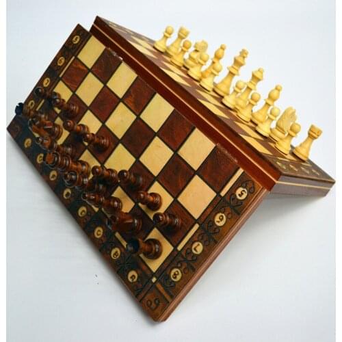 3 In 1 Wooden Chess Set Magnetic Folding 32 Chess Pieces Interior Board Large Chessboard Checker Travel Kids Game Set Factory