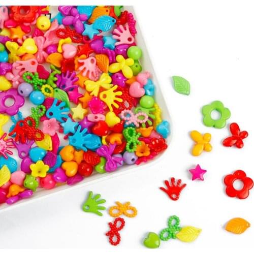 30g 30-1000Pcs Colorful Acrylic Butterfly Bear Animal Fan Shell Flower Heart Fruit Mix Shape Round Beads For Jewelry Making