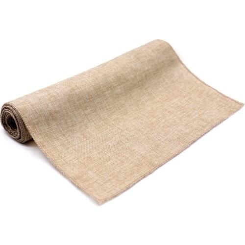 35x122cm Gray Khaki Burlap Table Runner Jute Imitated Linen Hessian Tablecloth Rustic Wedding Party Home Kitchen Dining Decor