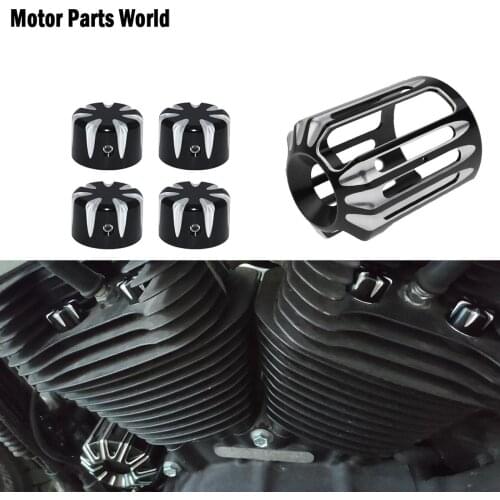 4pcs Motorcycle Spark Plug Head Bolt Cap Cover Plug CNC Oil Filter Cover Machine Oil Grid For Harley Touring FLHX Dyna Sportster