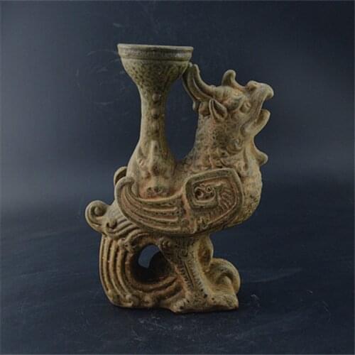 Antique Collection TangDyansty blue glaze flying beast bottle