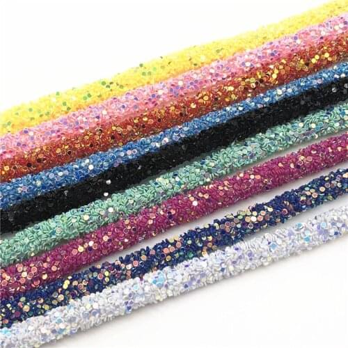 1 Yards 6mm Glitter Rhinestones Rope Tube Cord Sequin Trimming for DIY Jewelry Bracelet Necklace Party Decoration Wedding