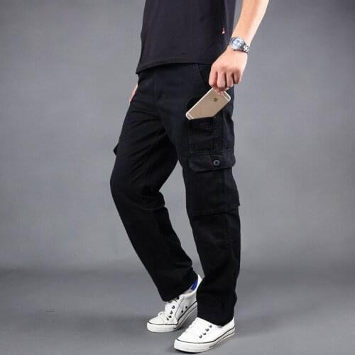Men Cargo Spring Autumn Pants Men Multi Pocket Straight Mens Military Trousers Casual Baggy Pants Men Work Cotton Trousers