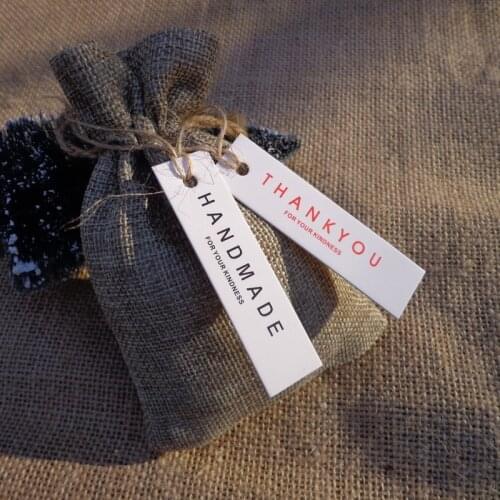 100pcs Thank you Handmade Letter Kraft Gift Tag Paper Hang Tags Message Card Hang Label for Weeding Birthday Party Decor