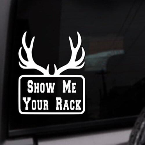 Black/Sliver Show Me Your Rack Buck Hunter Car Sticker Small/Big Size Removable Waterproof Window Body Decal CL923