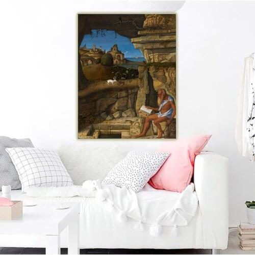 Citon Giovanni Bellini《Saint Jerome Reading》Canvas Art Oil Painting Artwork Poster Picture Wall Background Decor Home Decoration