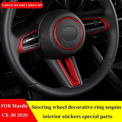 For Mazda CX-30 CX30 2020 Car Steering Wheel Decoration Cover Stickers Sequin Interior Accessories Decorative Stickers