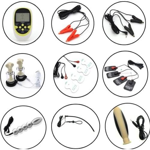 Electric Shock Pulse Butt Plug Electro Penis Plug Rings Stimulation Breast Pads Massage Cock Cage CB6000 Nipple Clamps Sex Toys