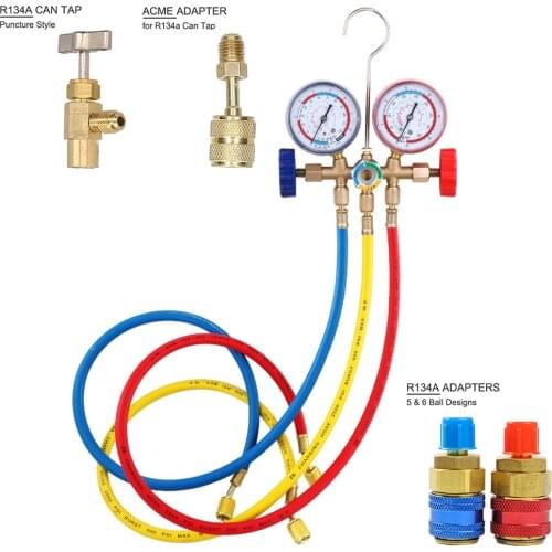 Air Condition Tool Refrigerant Manifold Gauge Set Air Conditioning for R12 R22 R404A R134A Tool with Hose and Hook